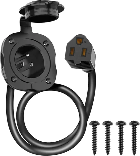 Miniatura 8 de BEBOBLY Entrada de 15 amperios, entrada de alimentación de 125 V con cubierta impermeable, 2 polos y 3 cables macho receptáculo de entrada