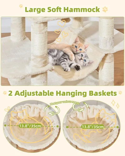 Miniatura 4 de Taoqimiao Torre de árbol para gatos, árbol resistente de 76 pulgadas para gatos de interior, torre grande para gatos adultos con postes rascadores
