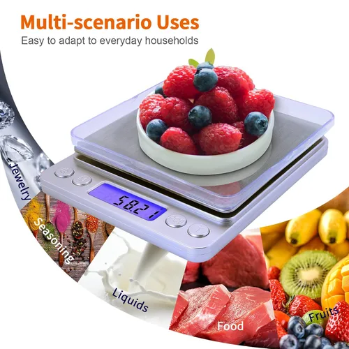 Miniatura 7 de Báscula de gramos, capacidad de 17.64 oz de precisión, 0.00 oz, mini báscula de alimentos, peso digital, gramos y onzas, cocina pequeña de alta
