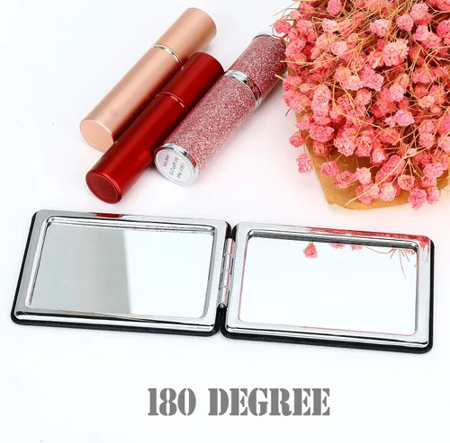 Miniatura 5 de Espejo de tocador compacto para hombres, negro, espejo de maquillaje de viaje para bolso de mano, bolsillo, cartera, espejo cosmético portátil