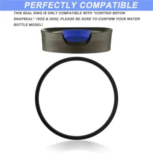 Miniatura 2 de 10 sellos de tapa de goma de repuesto compatibles con taza de viaje Contigo Snapseal Byron de 16 y 20 onzas, sellos de goma a prueba de fugas, Negro