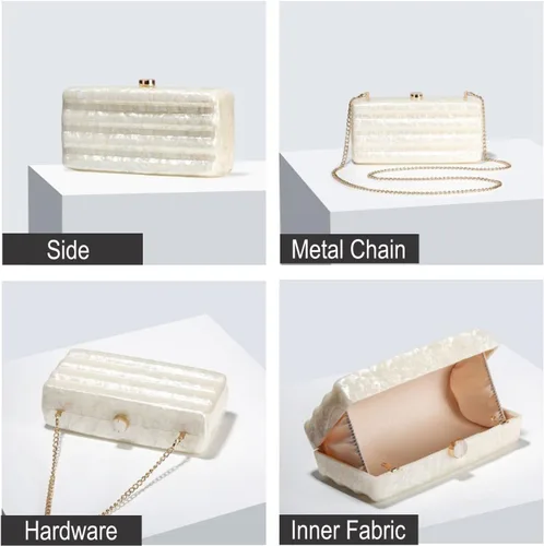 Miniatura 6 de Women Acrylic Clutch Purse Marbled Evening Shoulder Bag for Wedding Cocktail Party Prom