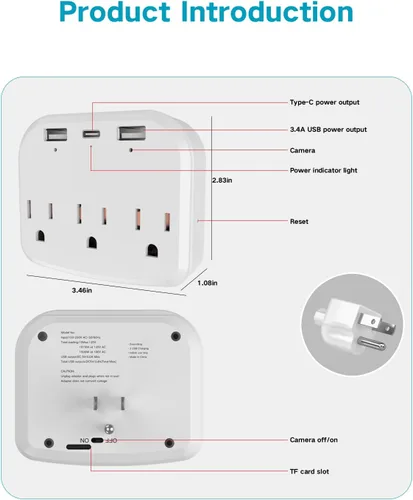 Miniatura 4 de Cámara de salida de pared WiFi oculta 1080P con soporte para teléfono, cámara de niñera interior 5G/2.4G de doble banda, monitor inteligente