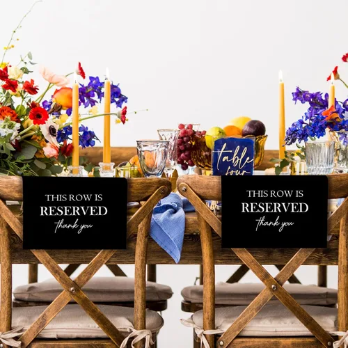 Miniatura 6 de Señales de Asiento Reservado para Sillas, Esta Fila Está Reservada Paños de Banco Asientos Temporales para Bancos de Iglesia, Decoraciones de Boda