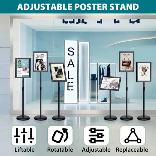 Miniatura 2 de Paquete de 6 soportes para letreros de 8.5 x 11 pulgadas - Soporte ajustable para carteles de alta resistencia para exhibición de 8.5 x 11 pulgadas