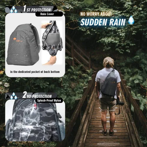 Miniatura 4 de Bolsa impermeable para cámara con cubierta para lluvia, mochila de viaje al aire libre para laptop Canon Nikon Sony Pentax DSLR cámaras, lentes