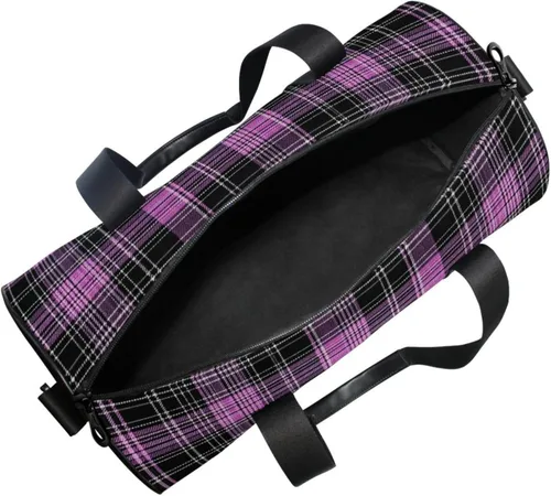 Miniatura 5 de Pink Black Plaid Gym Bag for Women and Men, Small Duffel Bag for Travel Sports Vacation Weekender Overnight Beach, Lightweight Carry on Bag for Boys