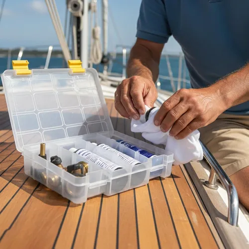 Miniatura 7 de Kit de descarga de motor marino, restaurador de metal interno y bloqueador de corrosión de agua salada, incluye jabón de barco, accesorio