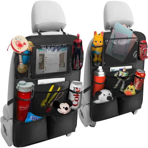 Miniatura 8 de Organizador de respaldo de asiento de automóvil, impermeable y duradero con soporte de mesa de 10 pulgadas, 9 bolsillos de almacenamiento