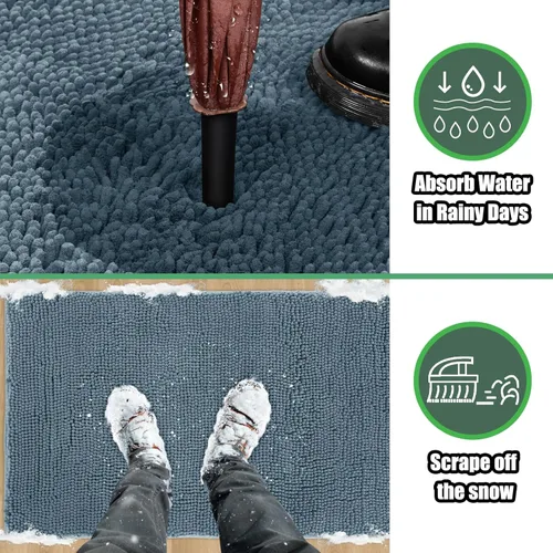 Miniatura 3 de IM HOME Felpudo absorbente de chenilla para exterior de 36" x 24", tapetes lavables para perros antideslizantes para interior, tapete para perros