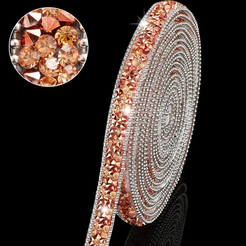 Miniatura 8 de Hicarer 3 yardas de cintas de diamantes de imitación de resina para boda, cinta autoadhesiva de diamantes de cristal, rollo de cinta de resina