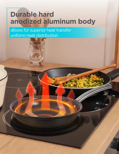 Miniatura 2 de BLACK+DECKER Juego de utensilios de cocina de aluminio anodizado duro de cerámica de 12 piezas, ollas y sartenes con revestimiento antiadherente