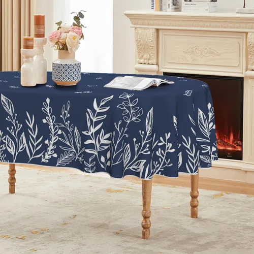 Miniatura 13 de Horaldaily Fall Tablecloth 52×70 Inch Rectangular, Thanksgiving Autumn Harvest Blue Wild Flowers Table Cover for Party Picnic Dinner Decor