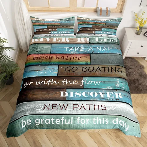 Castle Fairy River Rules - Juego de funda de edredón tamaño individual, diseño de lago Life Go Boating para niños y niñas, juego de funda de edredón