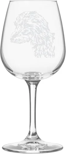 Miniatura 142 de Copa de vino de 12.75 onzas con diseño de perro grabado