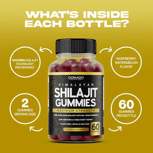 Miniatura 4 de Shilajit - Gomitas para hombres y mujeres (grado oro de alta potencia con más de 85 oligoelementos con ácido fúlvico) – Apoyo de energía e inmunidad