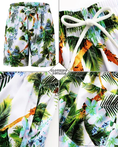 Miniatura 144 de TUNEVUSE Conjunto de camisas y pantalones cortos hawaianos para hombre, 2 piezas, trajes de playa con estampado de flores, traje tropical de verano