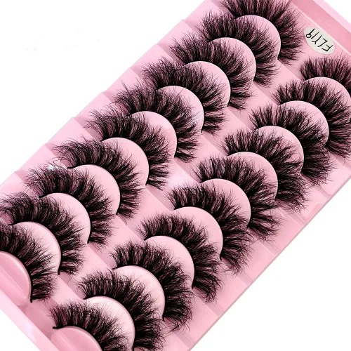 Miniatura 11 de 10 pares de pestañas postizas de visón 3D, hechas a mano, pestañas largas y finas, pestañas naturales para maquillaje de ojos (3-6)