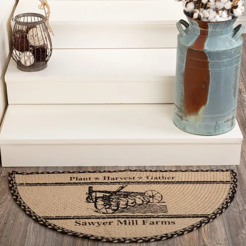Miniatura 2 de VHC Brands Sawyer Mill - Alfombra de medio círculo de yute de arado de carbón (16.5 x 33 pulgadas)