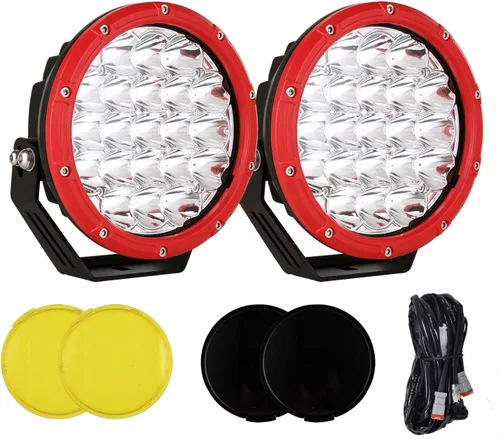 Miniatura 8 de 7 pulgadas 2 piezas de luces LED todoterreno 210 W 32000 lúmenes de cobertura ámbar súper brillante 12 V 24 V con arnés de cableado para camioneta