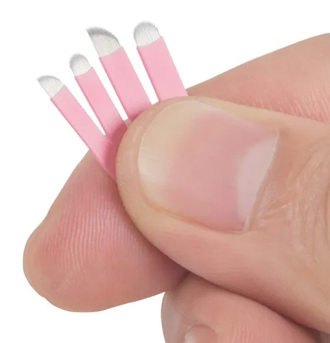 Miniatura 5 de XIAOYU 50 agujas desechables para microblading de cejas, cuchillas de maquillaje de microcuchillas de tatuaje para suministros de maquillaje