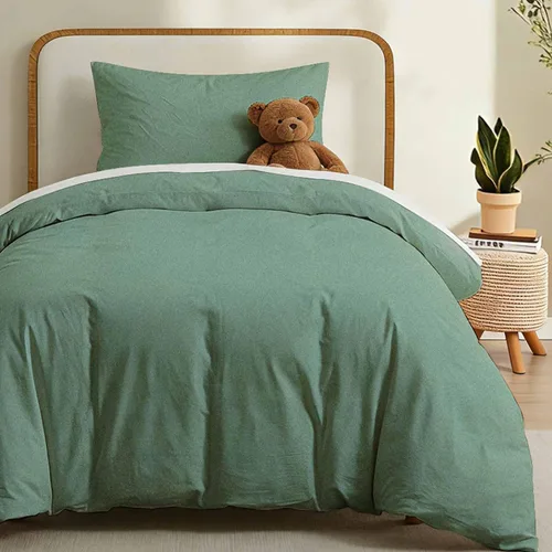 Miniatura 35 de LOVQUE Funda de edredón de algodón verde oliva, tamaño King, juego de ropa de cama natural similar al lino con cierre de cremallera (sin edredón)