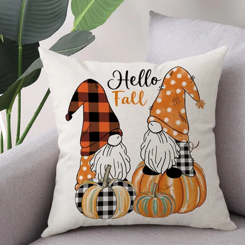 Miniatura 6 de Fundas de Almohada Decorativas de Otoño 18x18 Pulgadas Juego de 4 para Decoración de Otoño Calabaza Gris Camión Feliz Cosecha Granja Decorativas
