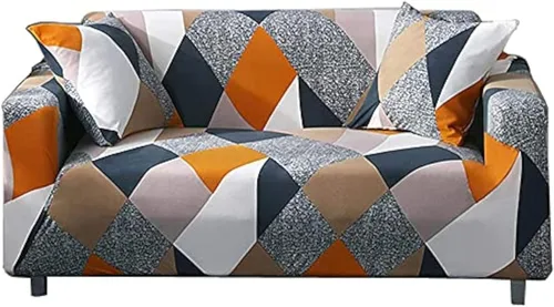 Miniatura 6 de AURLOE Funda de sofá estampada, Juego de funda elástica para sillón, funda de sofá biplaza con patrones para sillón con cojines de 2 plazas