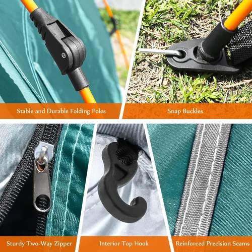 Miniatura 8 de Tienda de campaña para 2-3 personas, tienda de campaña automática instantánea para camping, fácil y rápida, tienda de campaña impermeable, tienda
