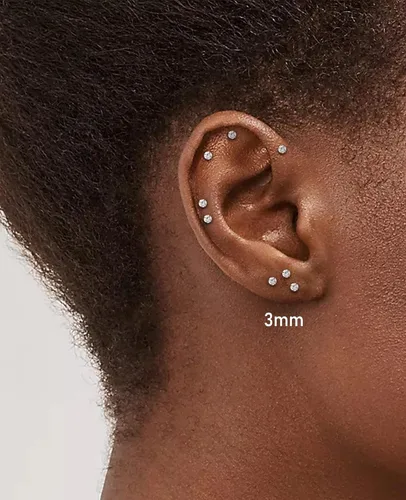 Miniatura 4 de Earrings for Women, 78 Pairs Stud Earrings Set for Men Girl, COMOSO 18K White Gold Plated S925 Sterling Silver Cubic Zirconia Earrings Studs 3-8mm