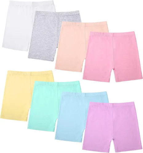 Boyiee Paquete de 8 pantalones cortos para niñas, pantalones cortos de ciclismo para danza, gimnasia, yoga, pantalones cortos de seguridad activos