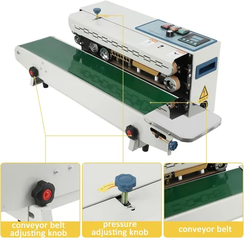 Miniatura 4 de Takywep Sellador de banda continua FR900K - Sellador horizontal automático de 110 V con control de temperatura digital para bolsas de plástico