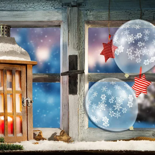 Miniatura 4 de Skylety 40 globos transparentes de copo de nieve a granel, globos de látex transparentes de copo de nieve para Año Nuevo, fiestas de cumpleaños