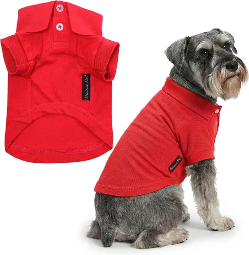 Miniatura 22 de Parisian Pet Polo para perro – Camisa de algodón transpirable en amarillo sólido – Ropa de verano tipo pullover con cuello abotonado para perros