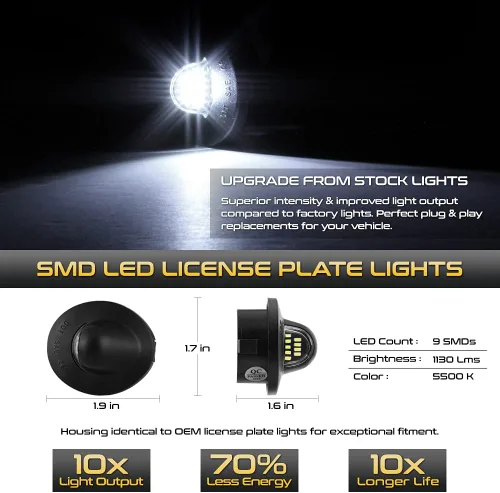 Miniatura 2 de VIPMOTOZ Luz LED SMD Blanca Brillante para Placa de Matrícula Compatible con Ford F150 F250 F350 Super Duty Ranger Pickup Explorer Bronco Excursion