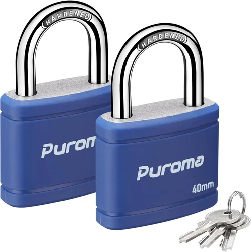Miniatura 14 de Puroma Candado con llave con 2 llaves iguales, cerradura de casillero de 7/8 pulgadas, cerraduras de alta resistencia para puerta, cerrojo, caja