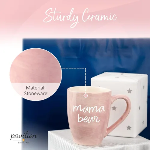 Miniatura 5 de Pavilion - Taza de café grande de cerámica con diseño de texto "Mama Bear", compatible con microondas y lavavajillas, tazas altas de café o té