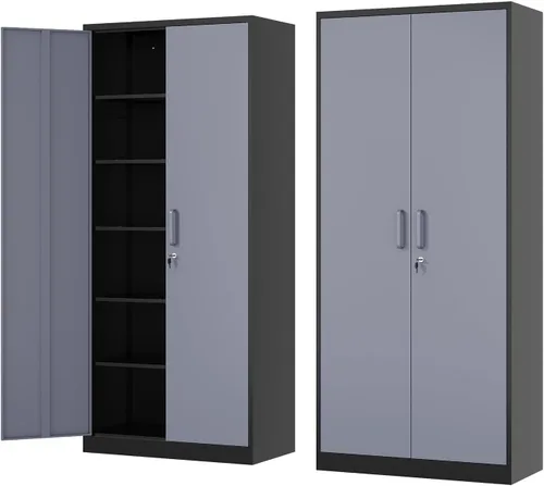 Miniatura 8 de Fesbos Armario de almacenamiento de metal, archivadores de acero de 36 pulgadas de alto con puertas con cerradura y estantes ajustables, gabinete