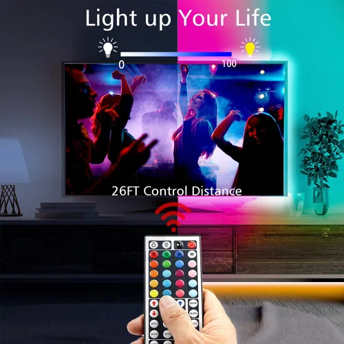 Miniatura 4 de Dalattin - Tira de luces LED para dormitorio de 25 pies, kit de tiras de luces LED RGB 5050 con cambio de color, control remoto de 44 teclas