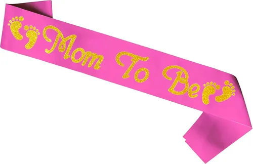 Mom to be Sash, Satin with Gitter Font and Baby Foot, Best Baby Shower Mommy Decor, Gender Reveal Party Boy Or Girl