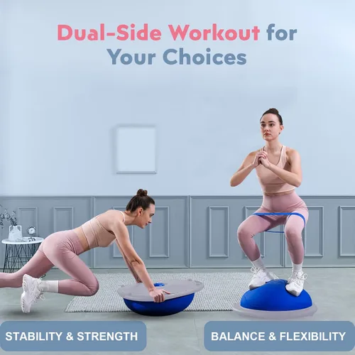 Miniatura 5 de kisnbld Entrenador de media pelota de equilibrio, pelota de ejercicio inflable de 19/23 pulgadas con bandas de resistencia y pelota de pilates