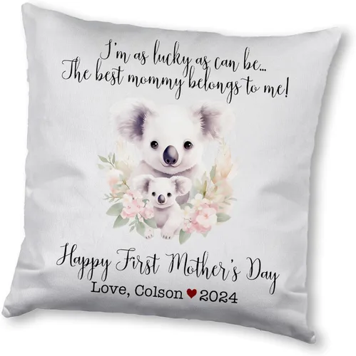 Miniatura 7 de Happy Mother's Day Koala Design, First Mother's Day Custom Pillowcase, Personalized Mother's Day Pillowcase, Gift for Mom, Home Decor