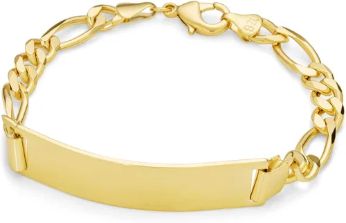 Miniatura 2 de Bling Jewelry Pulsera de identificación para hombre grabable con nombre sólido chapado en barra de identificación para hombres y niños, cadena