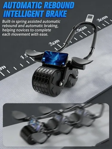 Miniatura 5 de Tixahi Rodillo para Abdominales con Temporizador y Alfombrilla para Rodillas, Rueda Abdominal de Rebote Automático para Entrenamiento en Casa