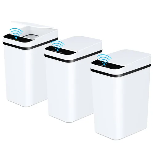 Miniatura 11 de Anborry - Cubo de basura inteligente sin contacto para baño de 8.3 litros con sensor de movimiento automático, cubo de basura eléctrico estrecho