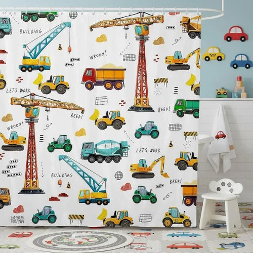 Miniatura 27 de Cortina de ducha de unicornio para niños, cortina de baño de dinosaurio de dibujos animados, conjuntos de accesorios de baño Kawaii de animales