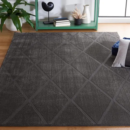 SAFAVIEH - Alfombra de la colección Revive, diseño de enrejado, 1.60 m x 2.31 m, color carbón, no desprende pelusa y de fácil cuidado, ideal para