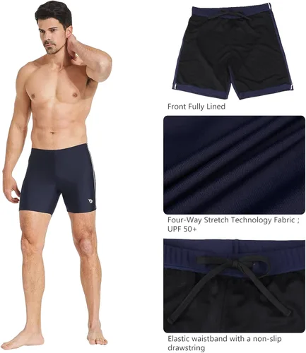 Miniatura 4 de BALEAF Traje de baño deportivo para hombre, de compresión de secado rápido, pierna cuadrada