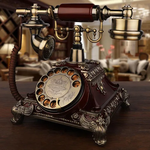 Retro Rotary Landline Phones Old Style Vintage Corded Telephone with Mechanical Ringer Antique Phone Desk Phone for Home/Office/School, Red