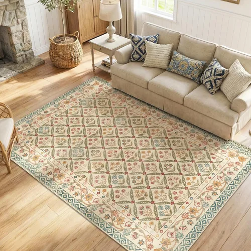 Miniatura 27 de jinchan Haden - Alfombra de entrada de 2 x 3 pulgadas, diseño floral vintage, lavable, suave, antideslizante, de pelo bajo, para puerta, cocina